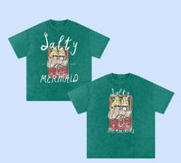 Salty Mermaid Oversized Shirt Acid Wash Green