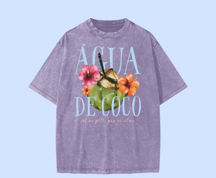 Agua De Co Oversized Shirt Snow Wash Purple Haze