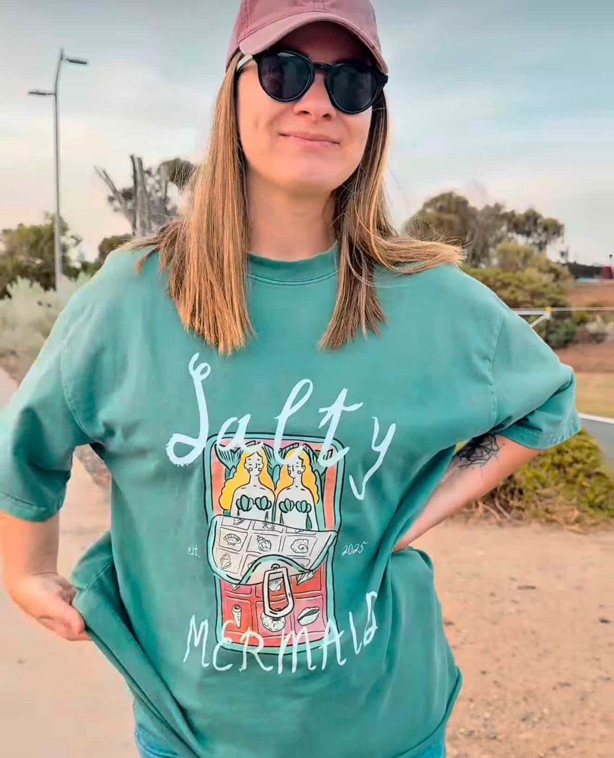 Salty Mermaid Oversized Shirt Acid Wash Green