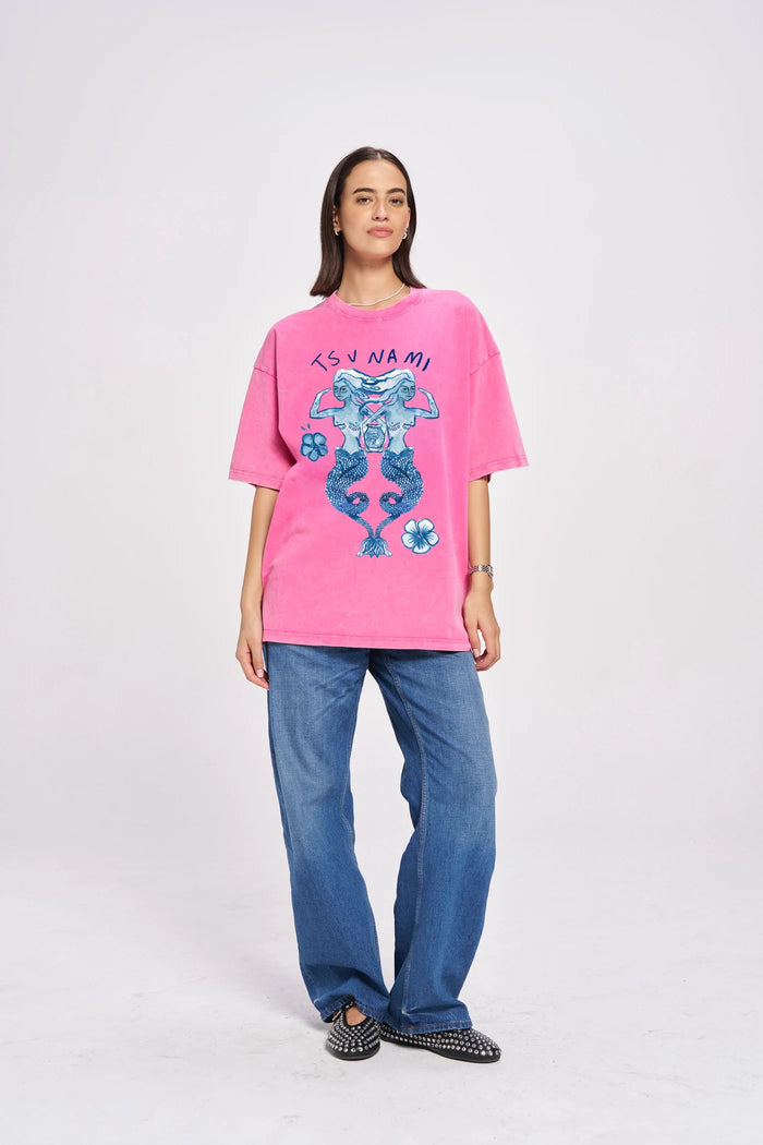 TSUNAMI MAIDEN Oversized Shirt Pink