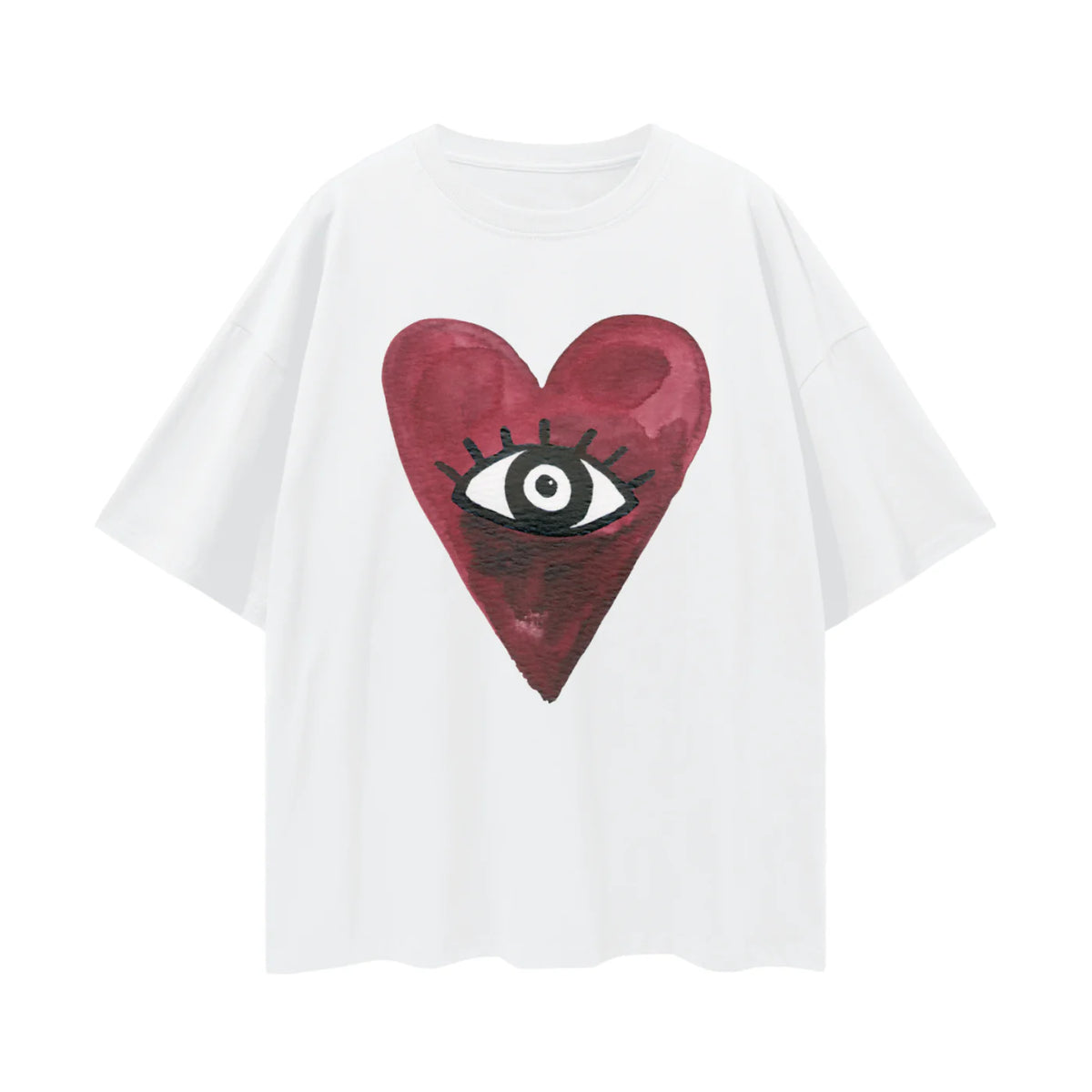 BURGUNDY HEARTS CLUB Oversized Shirt White