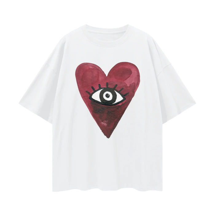 BURGUNDY HEARTS CLUB Oversized Shirt White