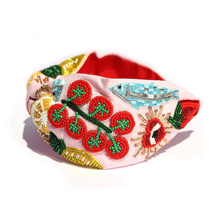 Beaded Headband Pomodora Pink