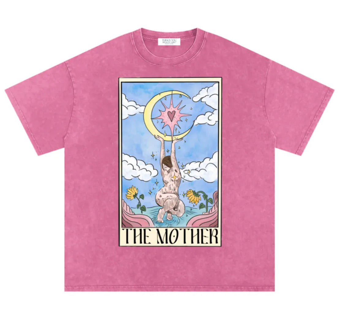The Mother Tarot Oversized Shirt Acid Wash Pink