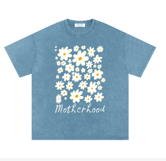 Motherhood Oversized Shirt Acid Wash Blue Jeans