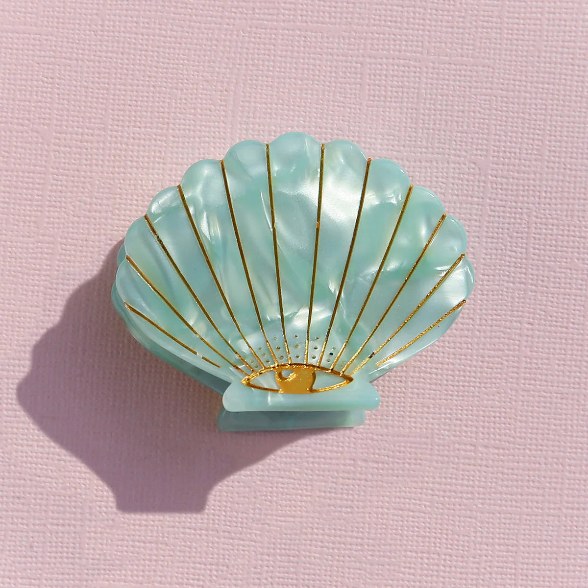 Hair Clip Claw Small Shell Mint Pearl