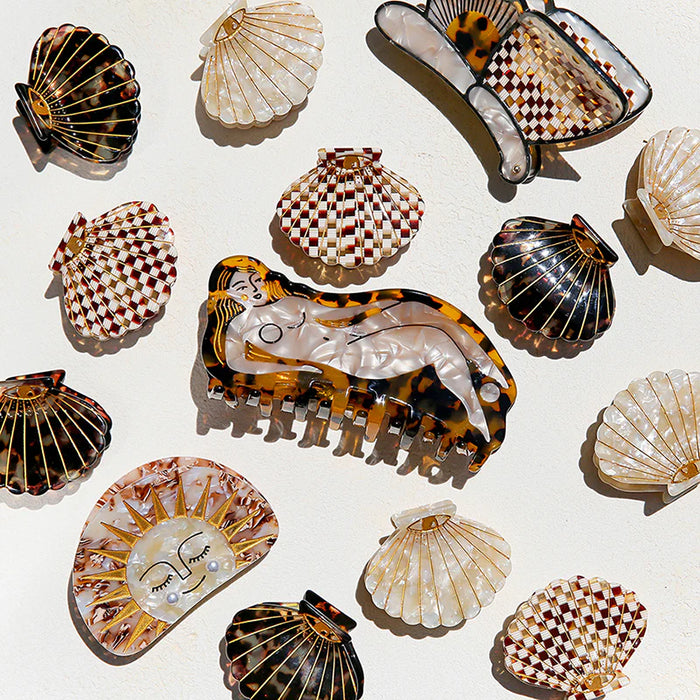 Hair Clip Claw Small Shell Check