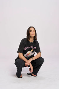 FLAMING LOVE Oversized Shirt Black