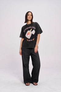 FLAMING LOVE Oversized Shirt Black