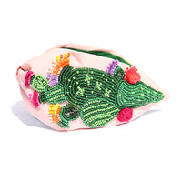 Beaded Headband Pink Cacti
