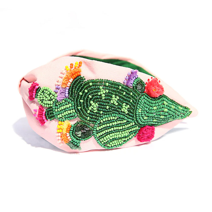 Beaded Headband Pink Cacti