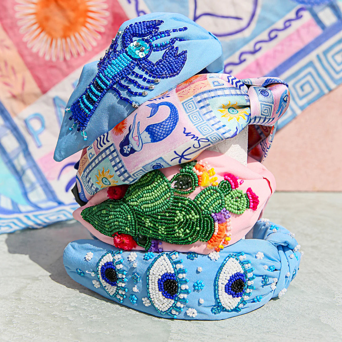 Beaded Headband Pink Cacti