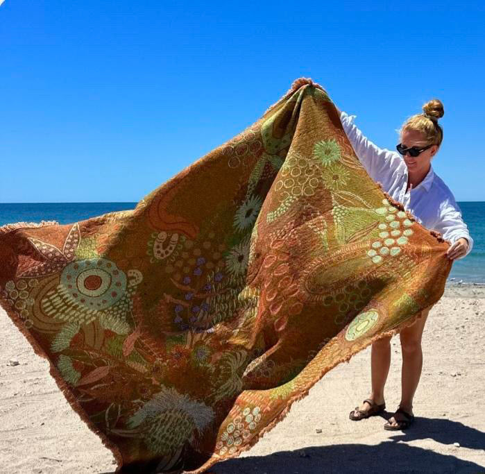 Indigenous Throw Flowers Along The River By Dustin Koa