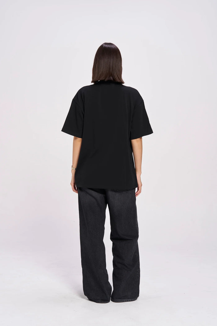 FLOWER POWER Oversized Shirt Black