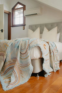 Indigenous Throw Blue Ocean By Natalie Jade