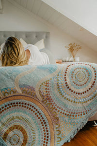 Indigenous Throw Blue Ocean By Natalie Jade