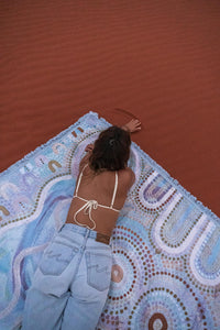 Indigenous Throw Blue Ocean By Natalie Jade