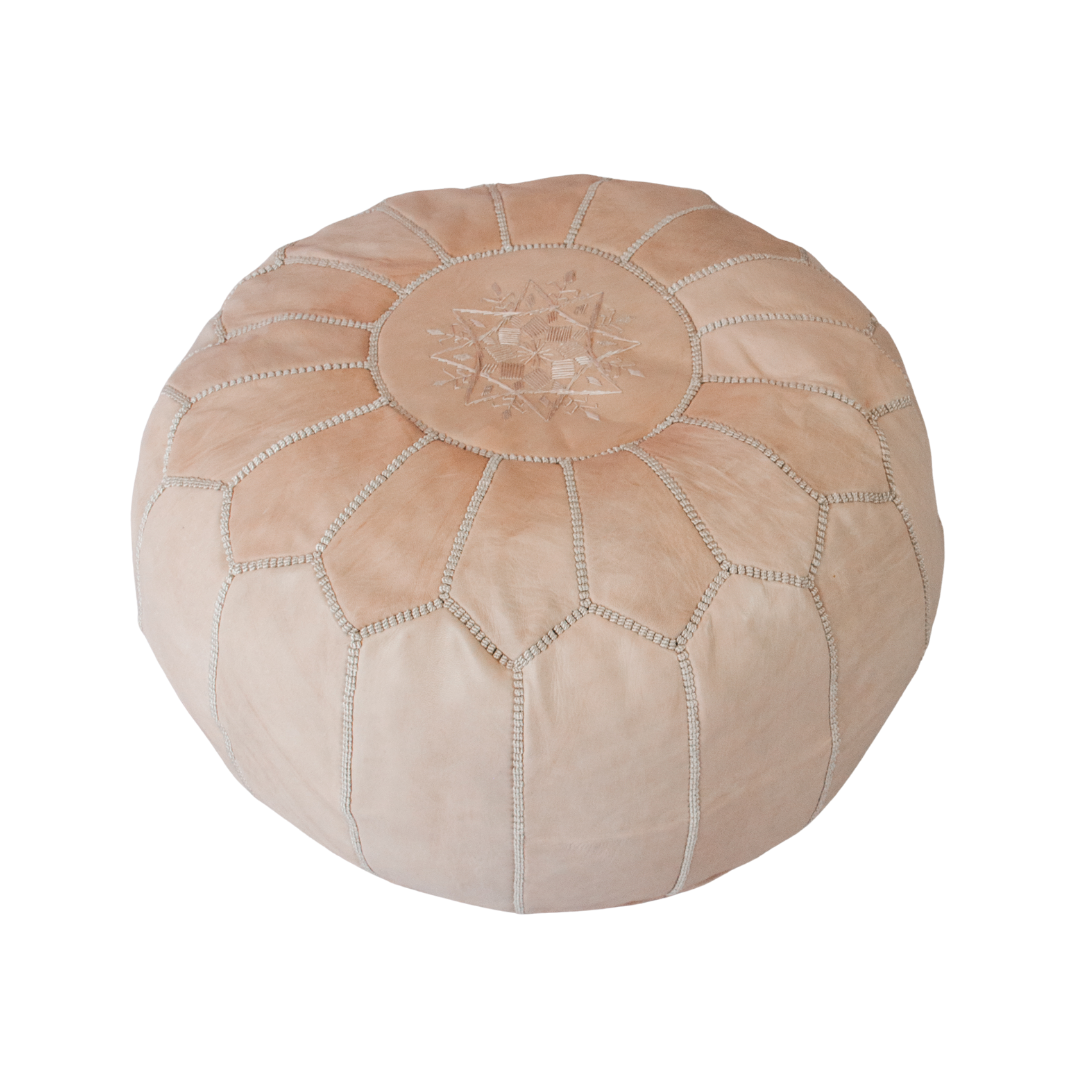 Leather Pouffe Natural Cover