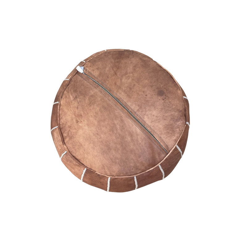 Leather Pouffe Tan Cover