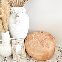 Leather Pouffe Natural Cover