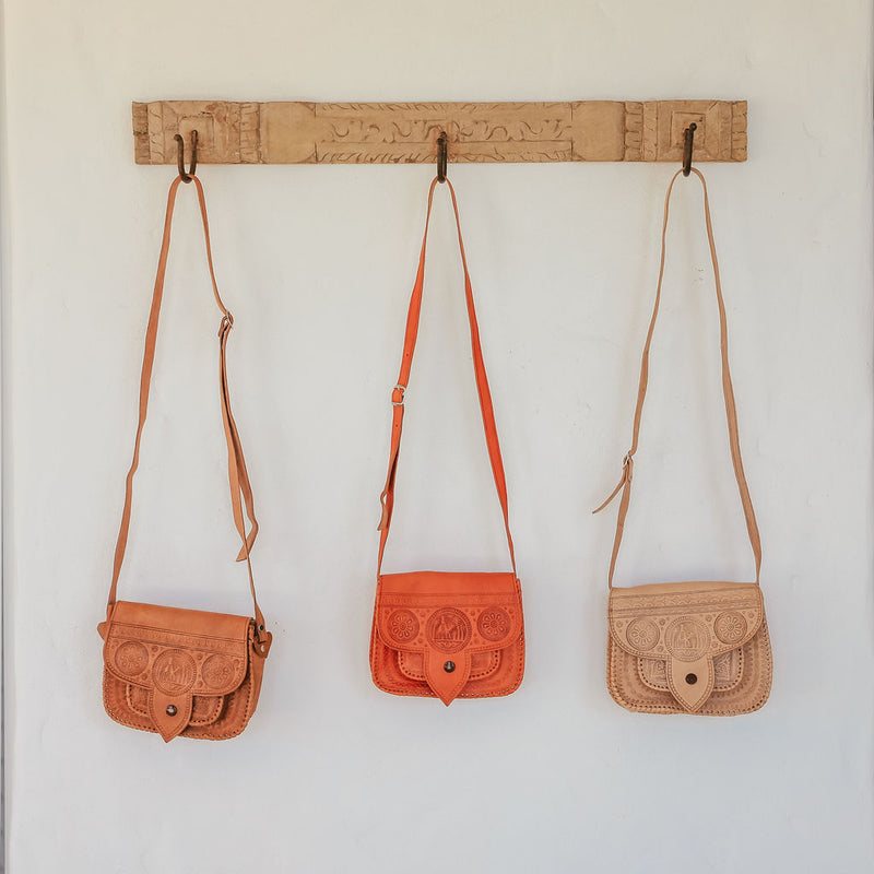 Moroccan Leather Strap Bags Natural
