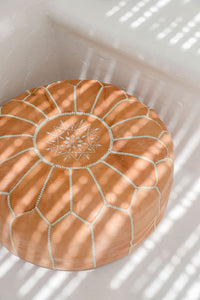 Leather Pouffe Natural Cover