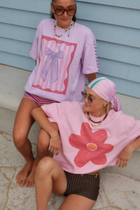 Amy Gibbs Bow & Heart Oversized Graphic Tee Shirt