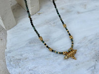 Gold Plated Taweez Protection Necklace Turquoise Bead Talisman Pendant