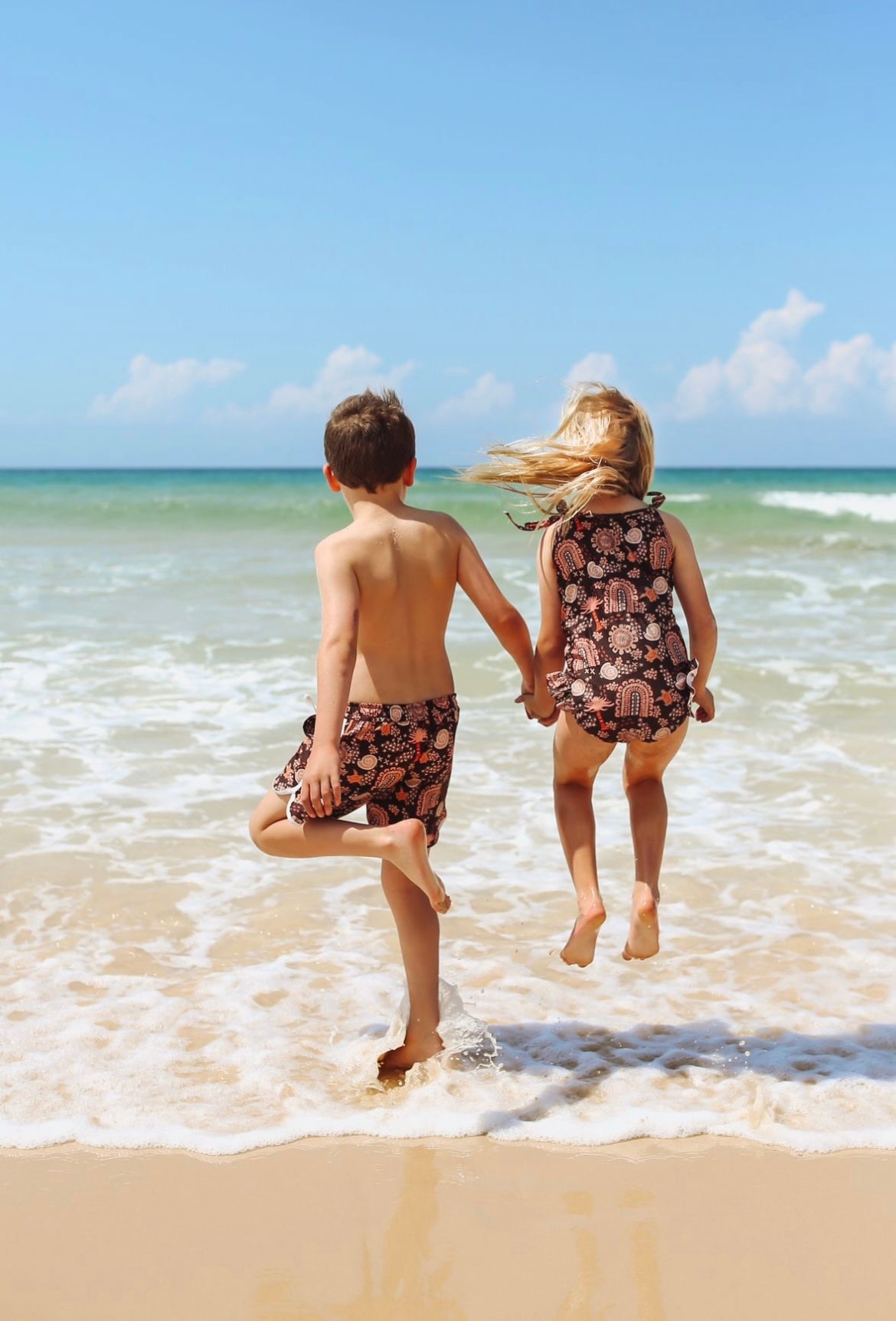 Salty Footprints Kids Swimwear -Tie Up Chocolate