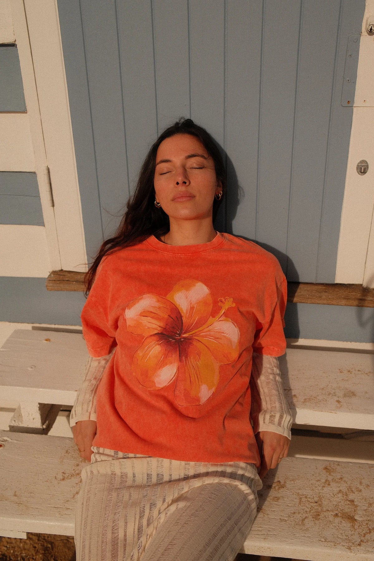 Hibiscus Oversized Shirt Acid Wash