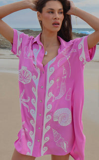 Ocean Club Shirt Dress Pink