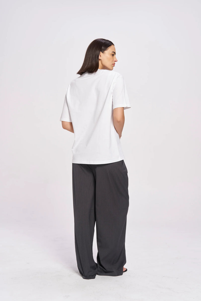 GINGHAM HEARTS Oversized Shirt White