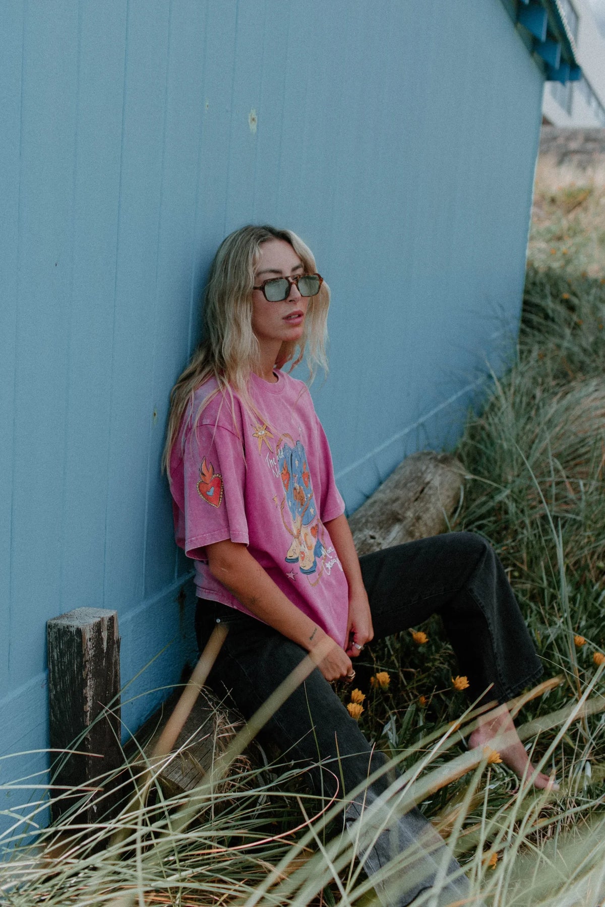 The World Needs More Cowgirls Oversized Shirt Acid Wash Pink