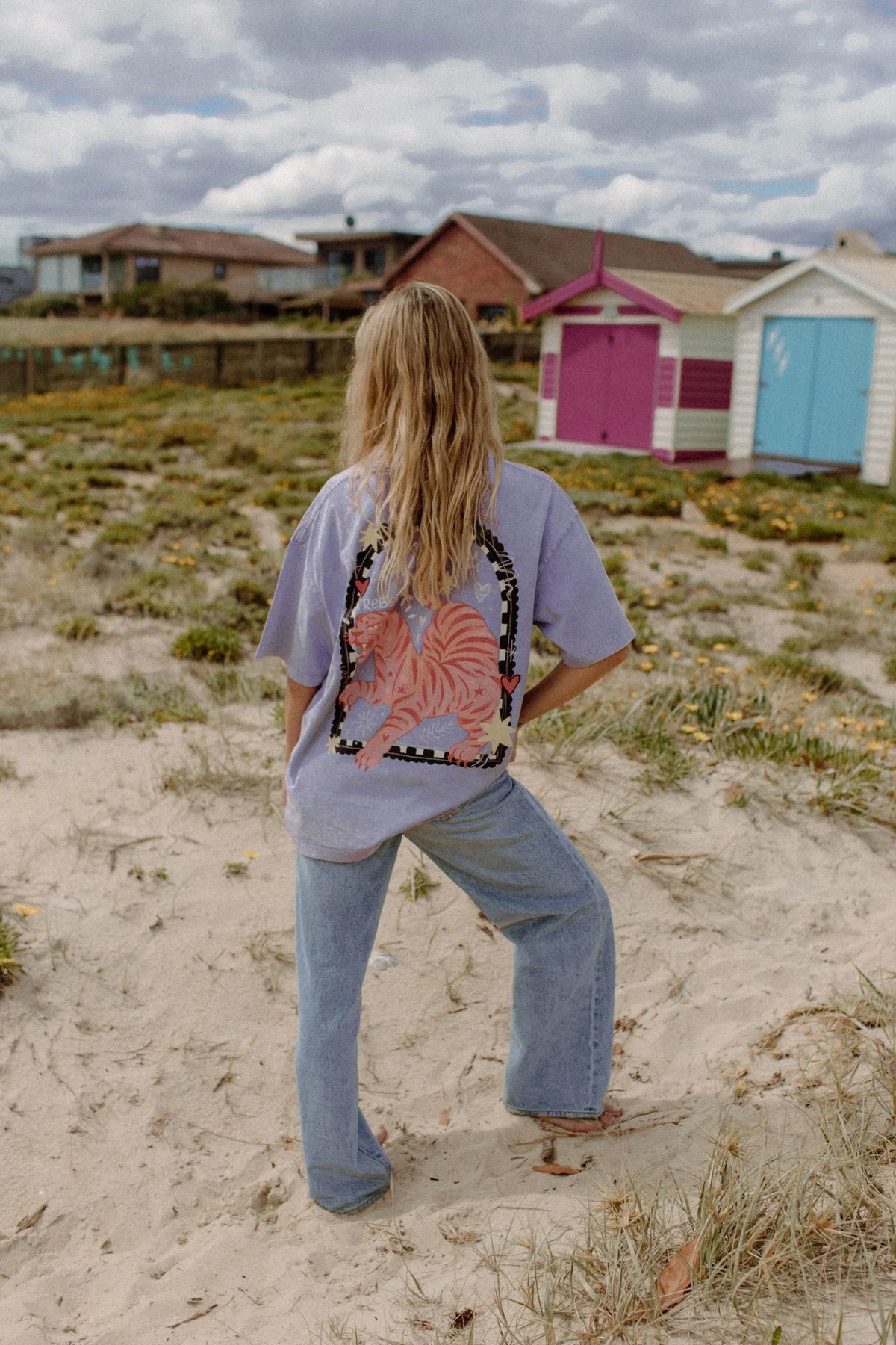 Rebel Heart Oversized Shirt Acid Wash Purple