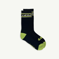 RAD DAD ORGANIC COTTON CREW SOCKS SINGLE - BLACK/LIME