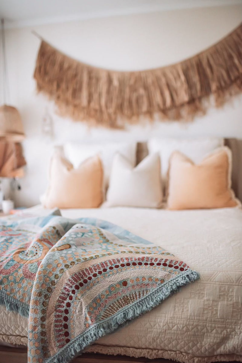 Indigenous Throw Blue Ocean By Natalie Jade