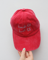 Heart Full Adults Cap: Green w/ Pink Design