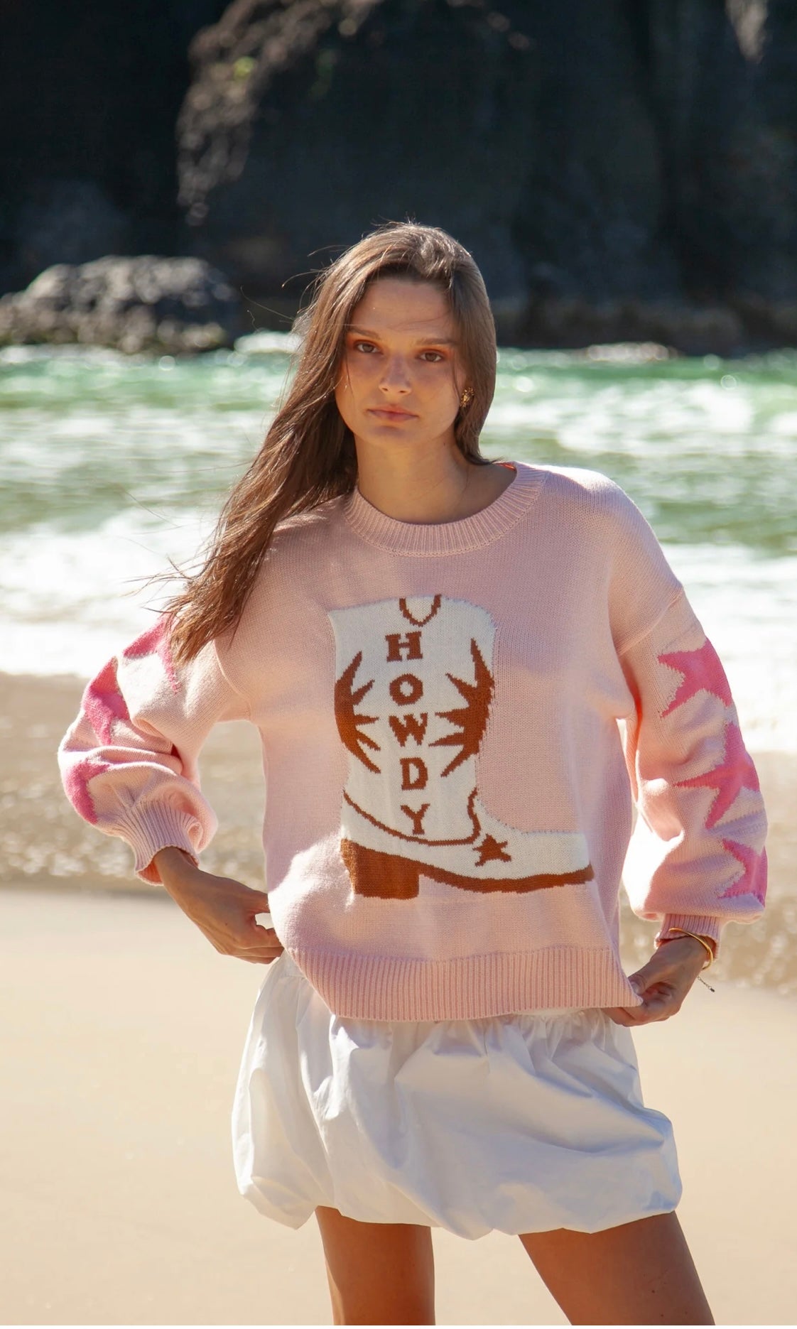 Knit Sweater - Howdy Pink
