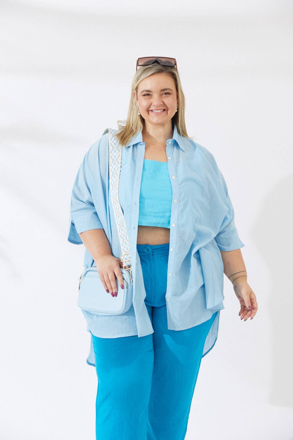 Vegan PU Leather California Crossbody - Light Blue