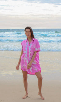 Ocean Club Shirt Dress Pink