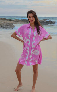 Ocean Club Shirt Dress Pink