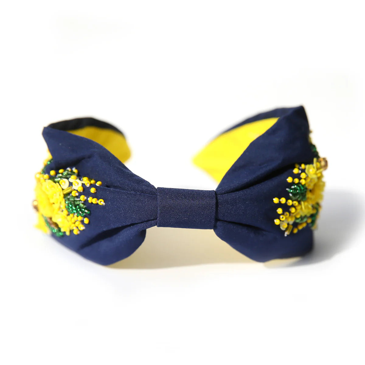 Beaded Headband Navy Wattle