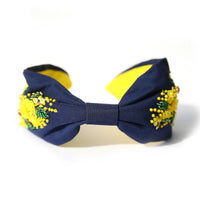 Beaded Headband Navy Wattle