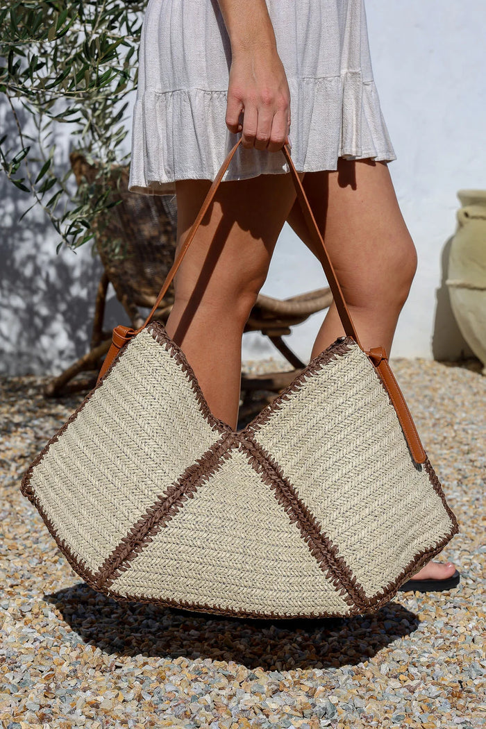 Coastal Woven Tote – Natural Chocolate