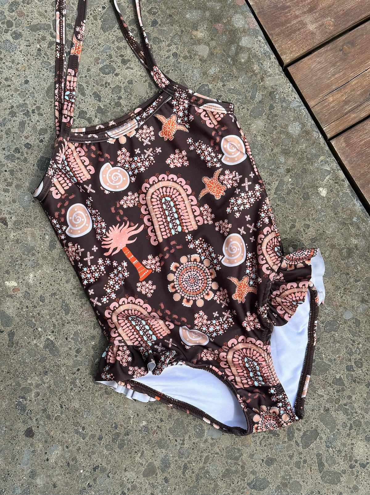Salty Footprints Kids Swimwear -Tie Up Chocolate