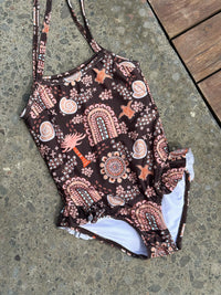 Salty Footprints Kids Swimwear -Tie Up Chocolate