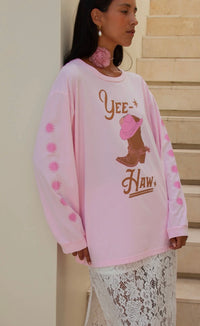 Yeehaw Long Sleeve Shirt Pink