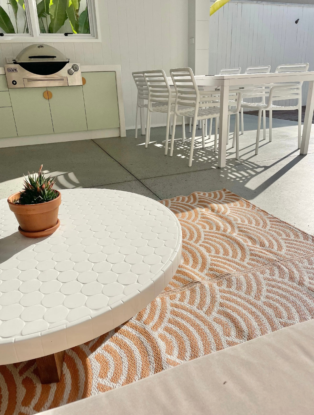 Recycled Outdoor Mat 14 Rainbow Wave ~ Small 1.8 x 1.8