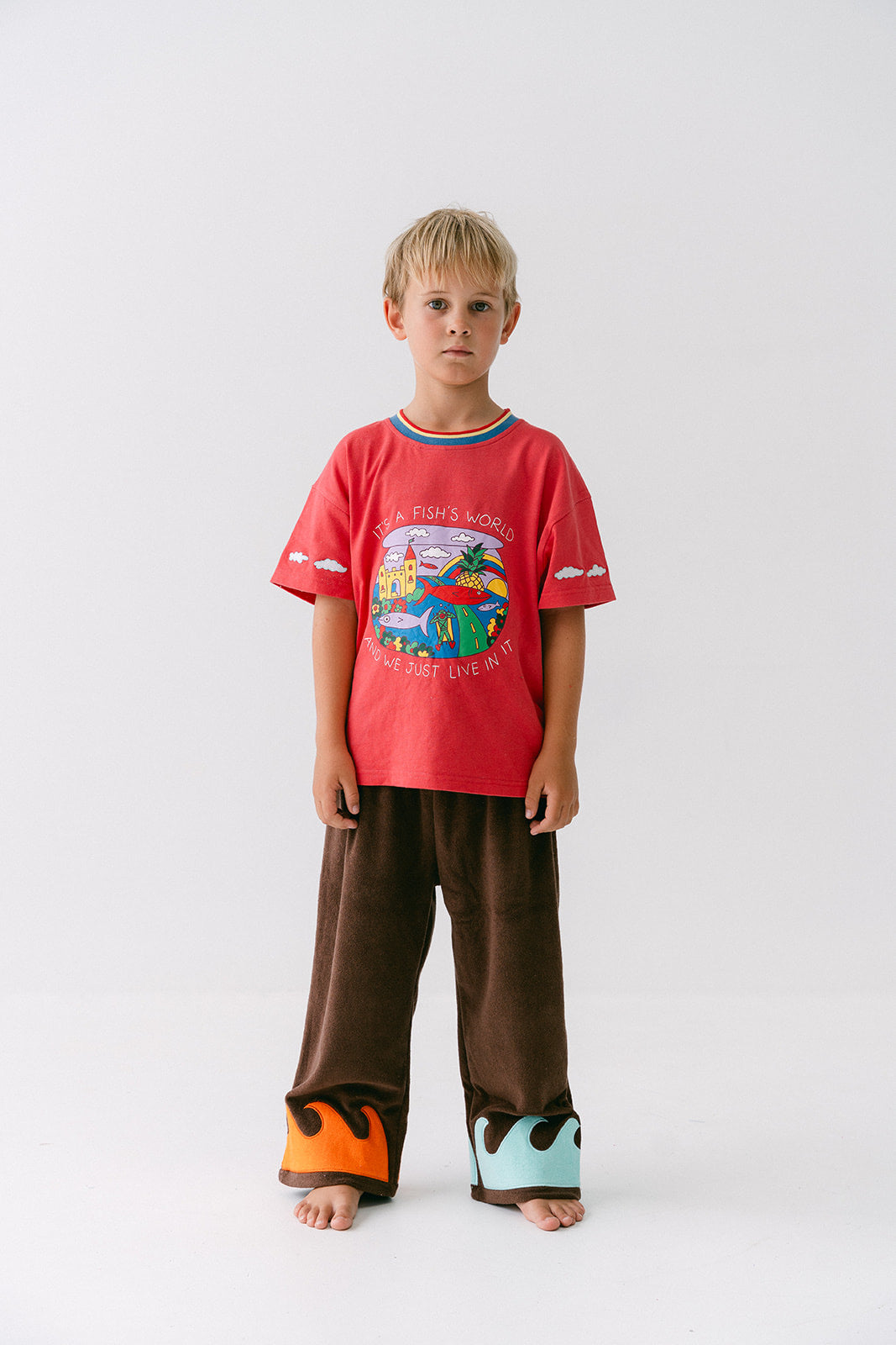 Spicy Dugong Kids Wavy Terry Pants Brown