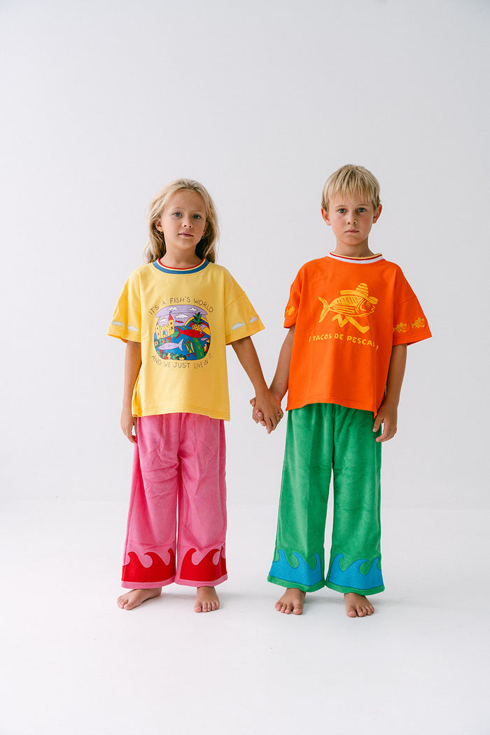 Spicy Dugong Kids Wavy Terry Pants Green